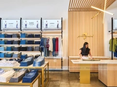 Wood Accent Apparel Lounge and Wall Display