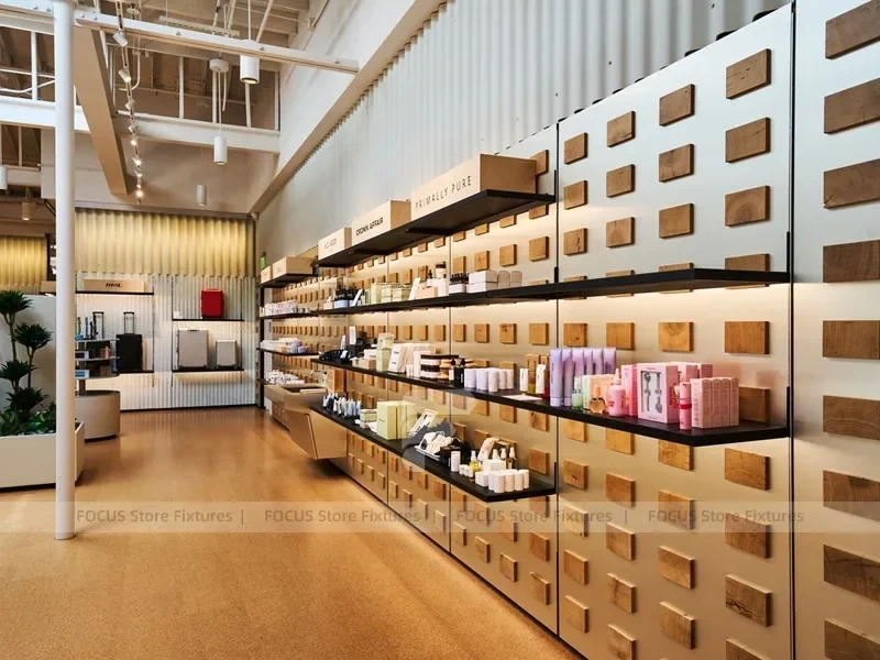 Wood Accent Apparel Lounge and Wall Display