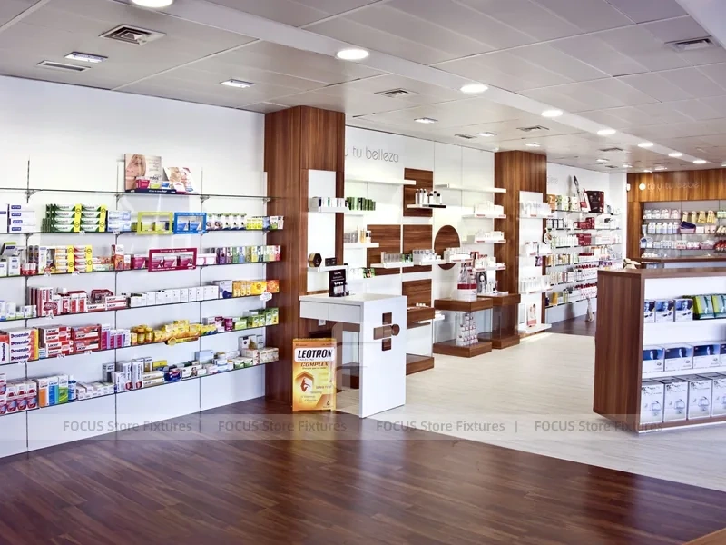 Wood Accent Medical Cross Pharmacy Counter Layout