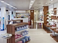 Wood Accent Medical Cross Pharmacy Counter Layout