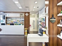 Wood Accent Medical Cross Pharmacy Counter Layout