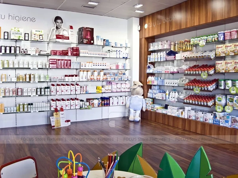 Wood Accent Medical Cross Pharmacy Counter Layout