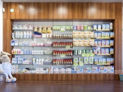 Wood Accent Medical Cross Pharmacy Counter Layout