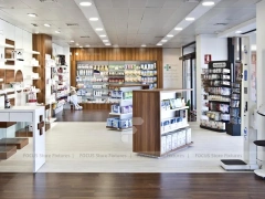 Wood Accent Medical Cross Pharmacy Counter Layout