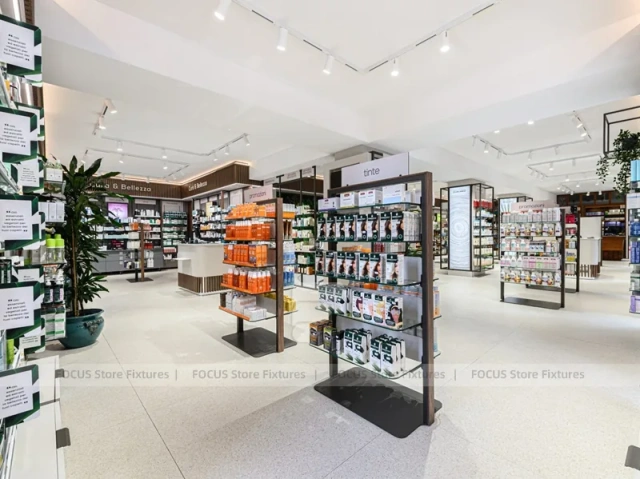 Wood Accent Pharmacy Gondola with Digital Column Display