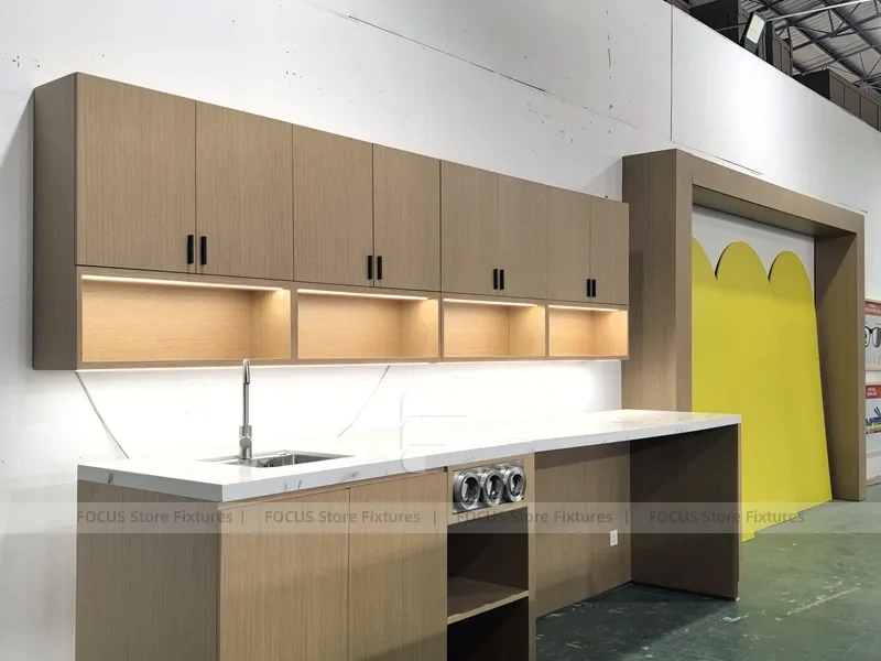 Wood Beige Beverage Prep Cabinet Set