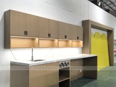 Wood Beige Beverage Prep Cabinet Set