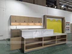 Wood Beige Beverage Prep Cabinet Set
