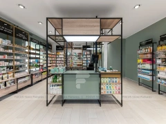 Wood Ceiling Pharmacy Gondola and Wall Display Layout