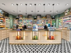 Wood Display Pharmacy with Checkerboard Floor