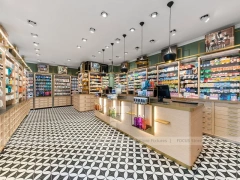 Wood Display Pharmacy with Checkerboard Floor