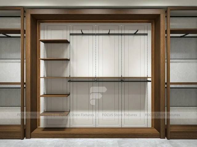 Wood Framed Slatwall Apparel Wall Fixture