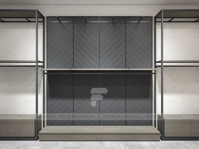 Wood Framed Slatwall Apparel Wall Fixture