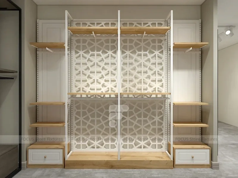 Wood Framed Slatwall Apparel Wall Fixture