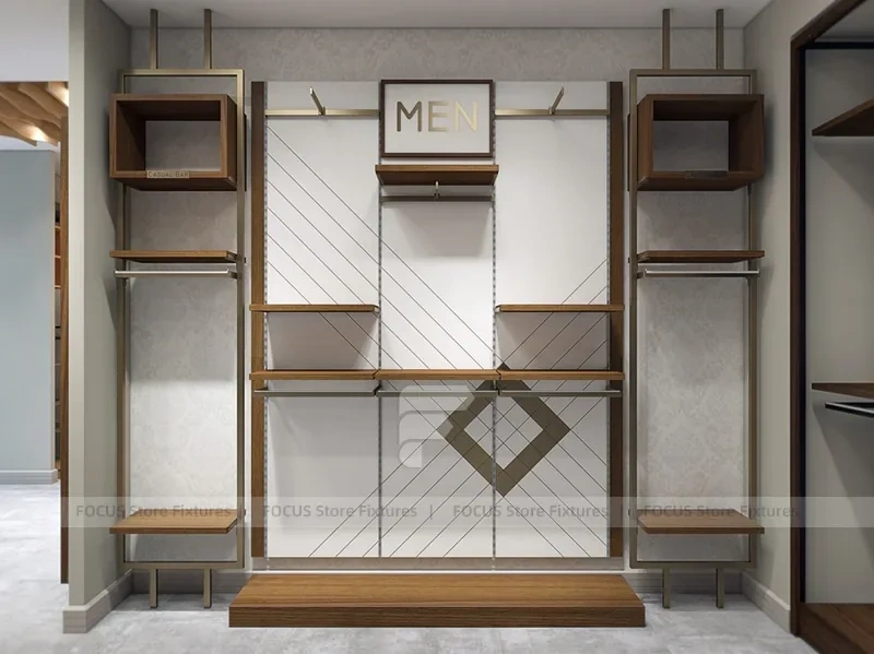 Wood Framed Slatwall Apparel Wall Fixture