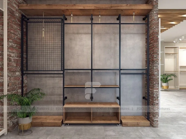 Wood Framed Slatwall Apparel Wall Fixture