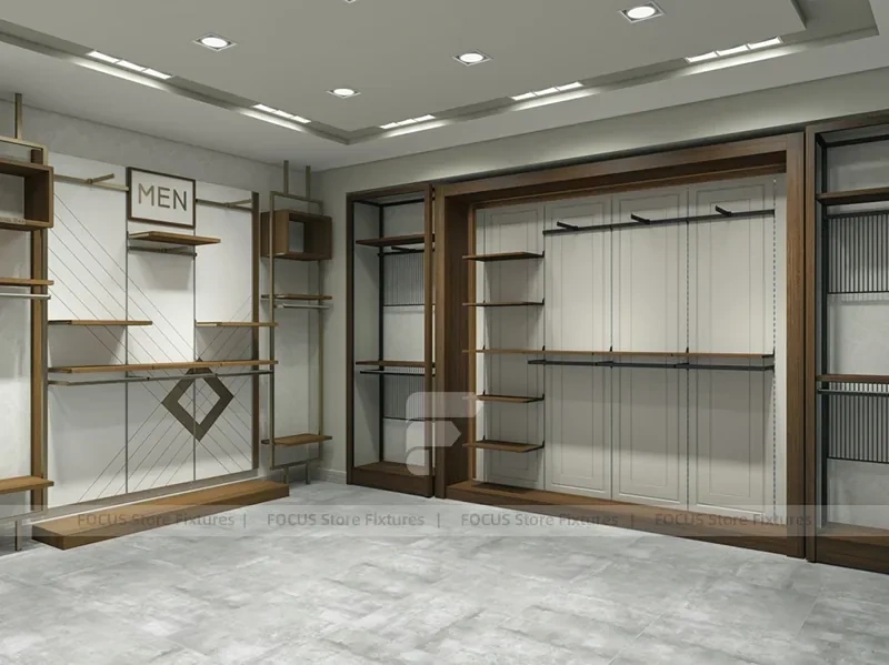 Wood Framed Slatwall Apparel Wall Fixture