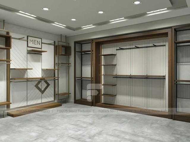 Wood Framed Slatwall Apparel Wall Fixture