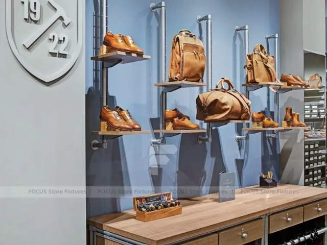 Wood Glass Handbag and Footwear Display Counter