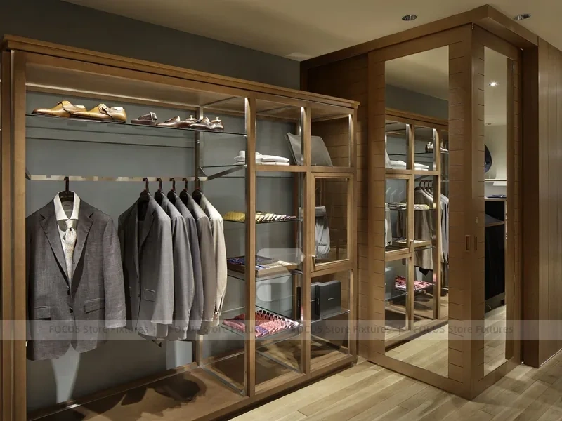 Wood Glass Menswear Wardrobe Wall Display