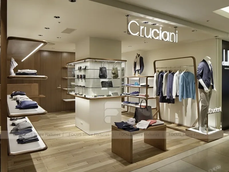 Wood Glass Menswear Wardrobe Wall Display