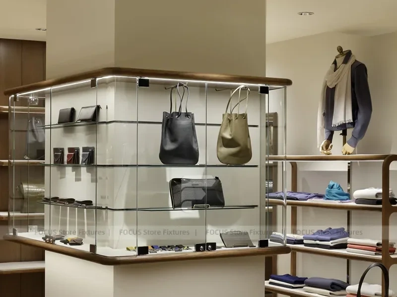 Wood Glass Menswear Wardrobe Wall Display
