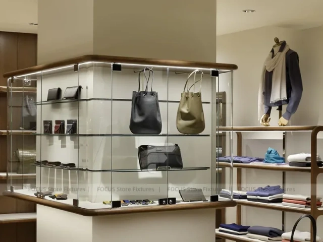 Wood Glass Menswear Wardrobe Wall Display