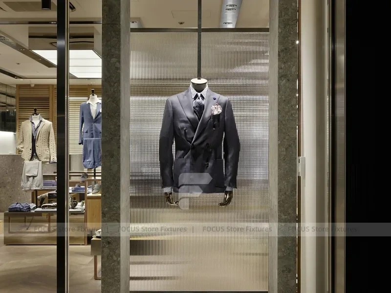 Wood Glass Menswear Wardrobe Wall Display
