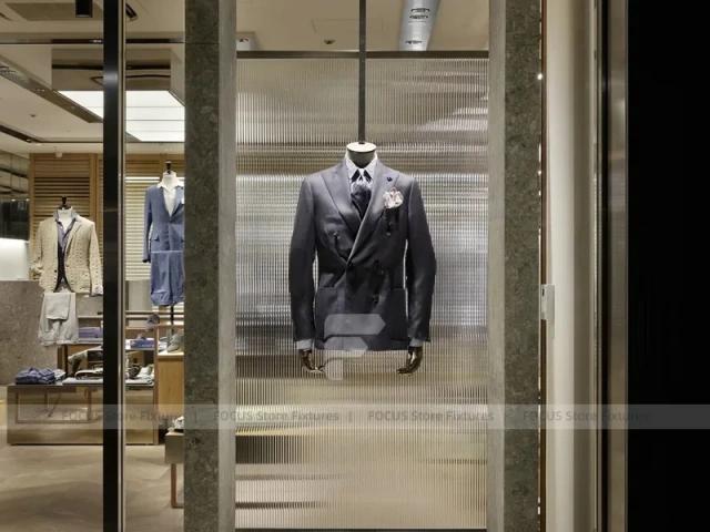 Wood Glass Menswear Wardrobe Wall Display