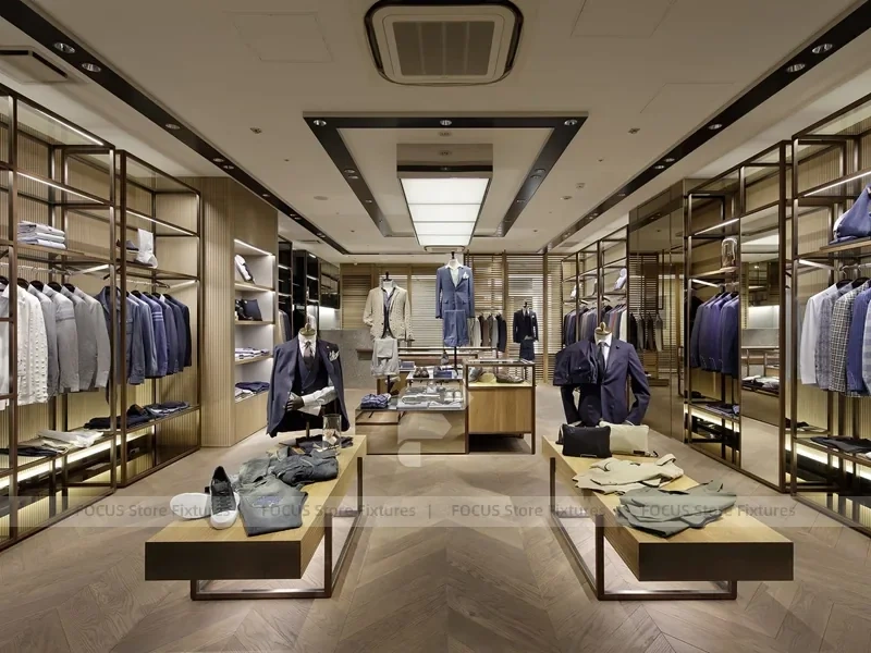 Wood Glass Menswear Wardrobe Wall Display