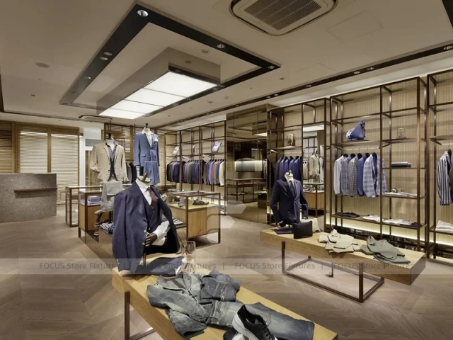 Wood Glass Menswear Wardrobe Wall Display