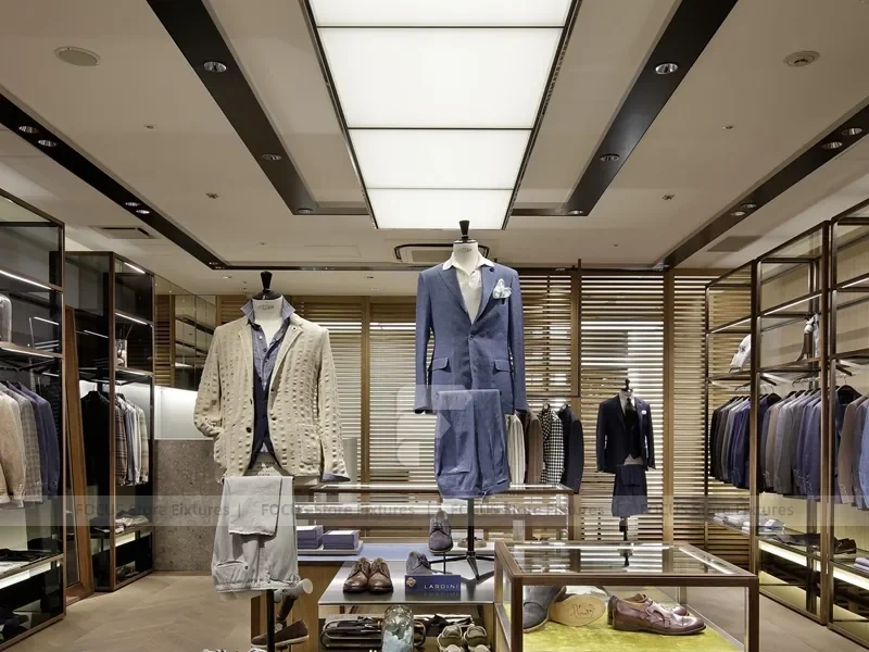Wood Glass Menswear Wardrobe Wall Display