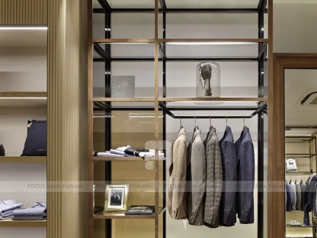 Wood Glass Menswear Wardrobe Wall Display