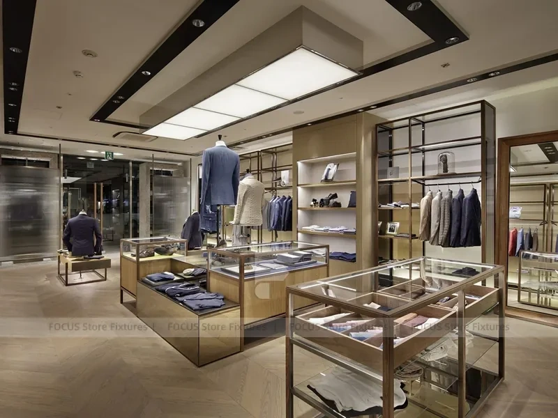 Wood Glass Menswear Wardrobe Wall Display