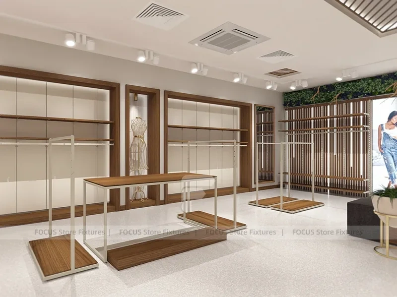 Wood Slat Apparel Reception and Wall Display
