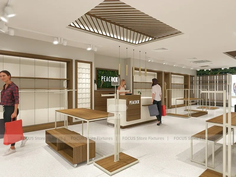 Wood Slat Apparel Reception and Wall Display
