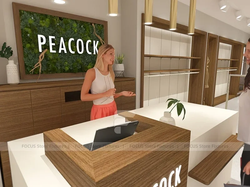 Wood Slat Apparel Reception and Wall Display