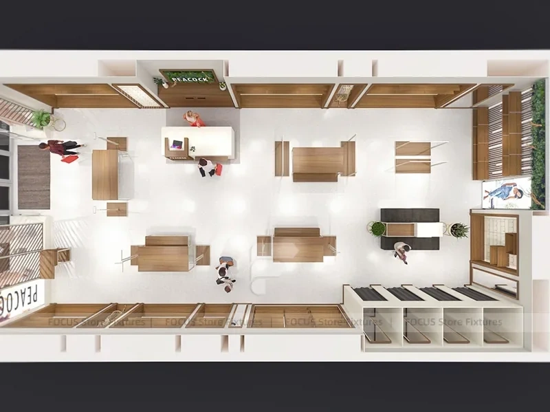 Wood Slat Apparel Reception and Wall Display