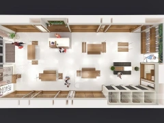 Wood Slat Apparel Reception and Wall Display