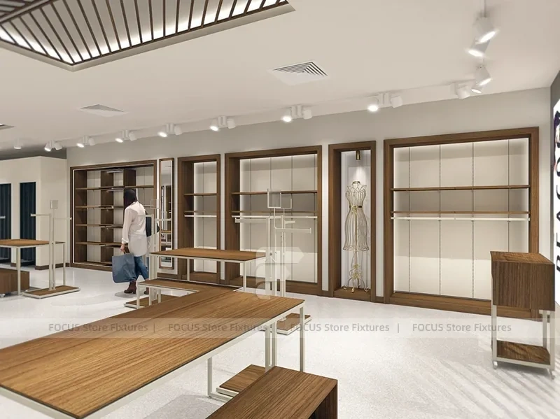 Wood Slat Apparel Reception and Wall Display