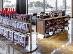 Wood Team Merchandise Checkout Counter with Flag Display