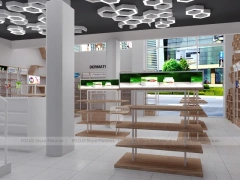 Wood White Cosmetic Pharmacy Gondola and Category Shelves