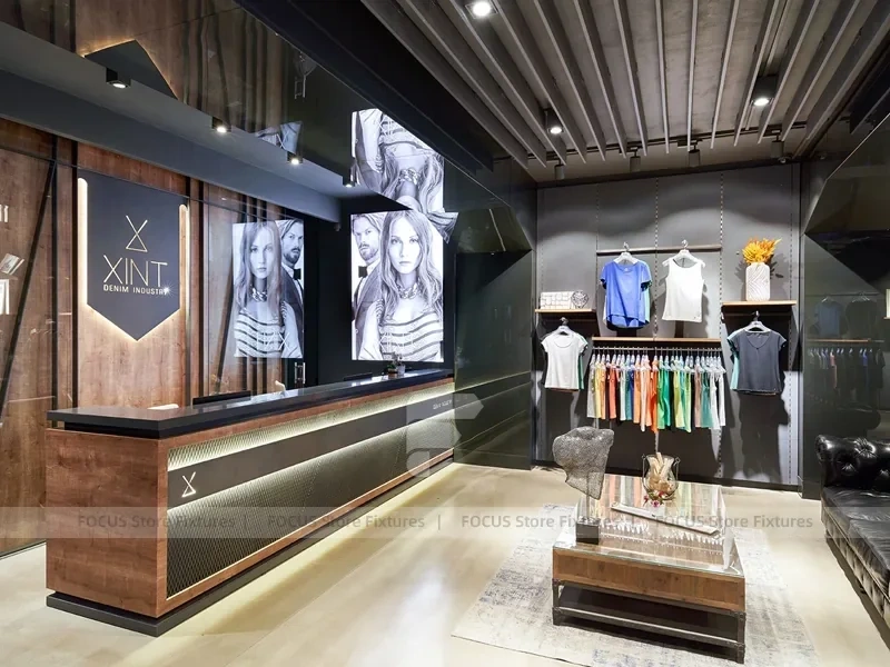 Xint Dark Apparel Counter and Wall Display