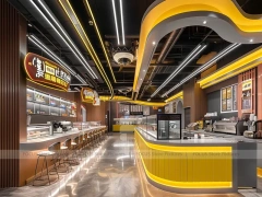 Yellow Beverage Shop Counter Layout