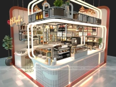 Yellow Beverage Shop Counter Layout
