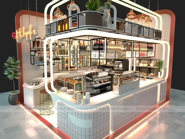 Yellow Beverage Shop Counter Layout