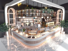 Yellow Beverage Shop Counter Layout