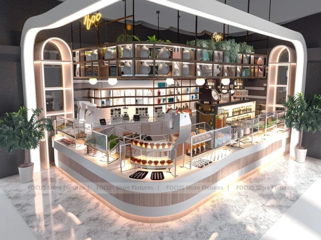 Yellow Beverage Shop Counter Layout