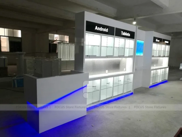 Android Blue LED Mobile Store Kiosk Counter