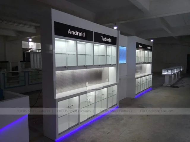Android Blue LED Mobile Store Kiosk Counter